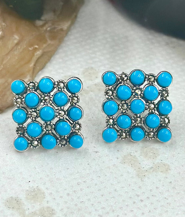 The Silver Marcasite Earstuds (Turquoise)