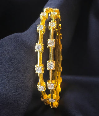 The Vaishali Silver Traditional Close Setting Diamond Bangle -Single (Size 2.4)