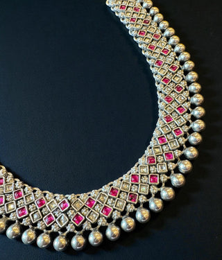 The Rajati Silver Polki Necklace & Earrings