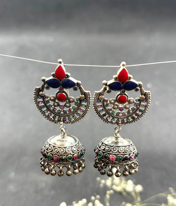 The Hook Silver Marcasite Jhumka