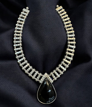 The Samyak Black Onyx Silver  Necklace & Earrings