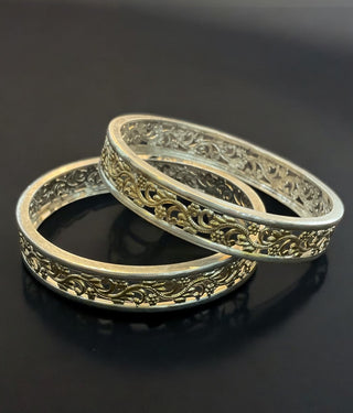 The Paritosh Silver Filigree Bangle- Single (Size /2.2/2.4/2.6/2.8)