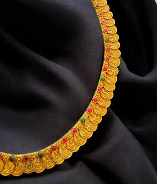 The Nimisha Silver Lakshmi Kasumala Necklace