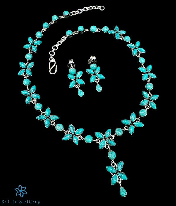 The Saumya Silver Gemstone Necklace & Earrings