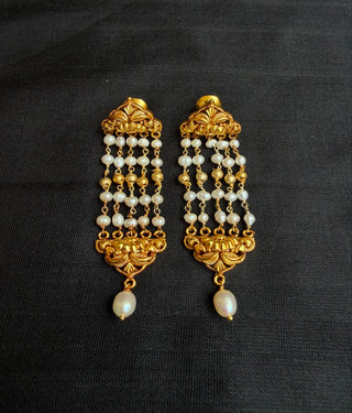 The Muktadhara Silver Heirloom Layered Pearl Earrings