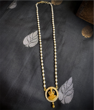 The Padmaja Silver Pearl Lakshmi Necklace