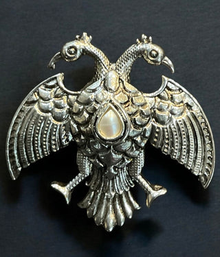 The Pearl Dvirupa Gandaberunda Silver Pendant/Brooch (Oxidised/Small)