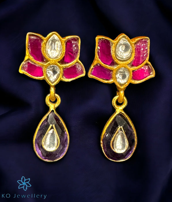 The Lotus Silver Kundan Earrings