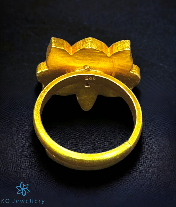 The Lotus Silver Kundan Open Finger Ring