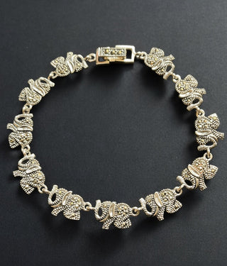 The Splendid Elephant  Silver Marcasite Bracelet