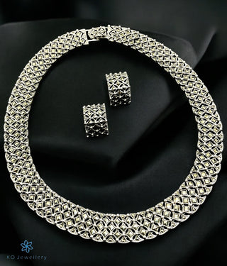 The Showstopper Silver Marcasite Necklace & Earrings