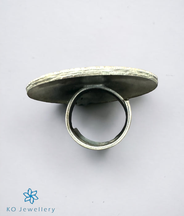 The Azure Silver Meenakari Finger Ring