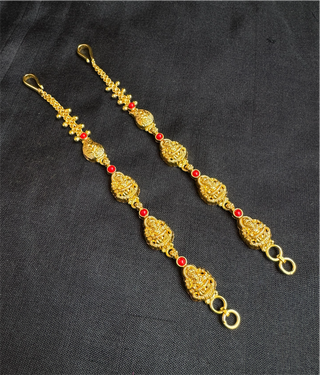The Rithika Silver Lakshmi Ear chain (Coral)