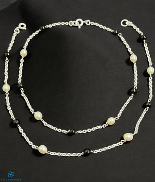 The Kalapa Silver Gemstone Anklets