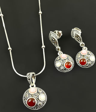 The Madana Silver Marcasite Pendant Set