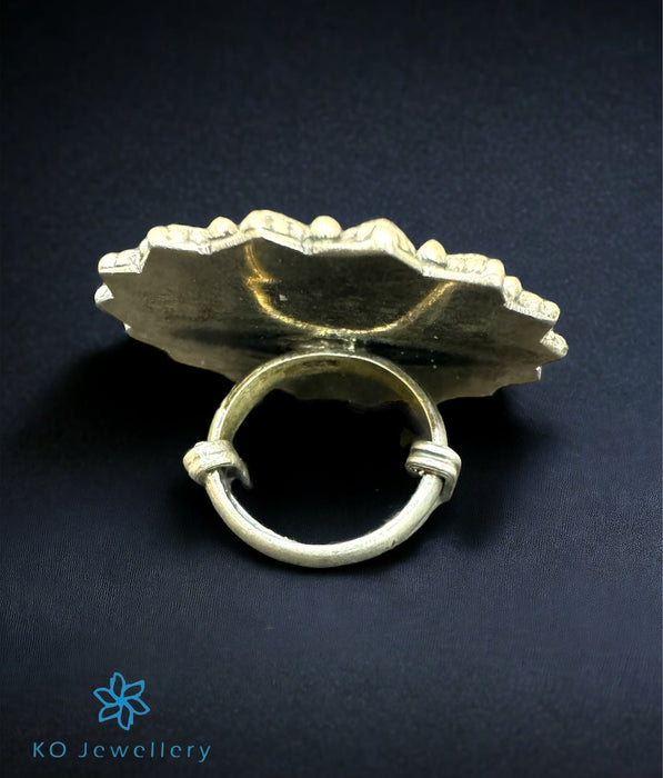 The Gajmukh Handpainted Silver Statement Open Finger Ring