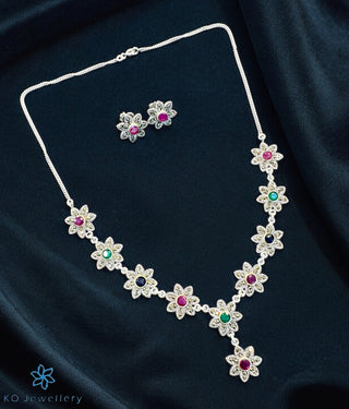 The Floralia Silver Marcasite Necklace Set