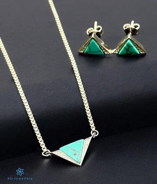 The Layana Sparkle Silver Necklace & Earrings (Turquoise)