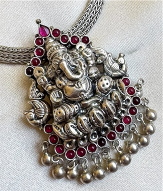 The Riddhesh Silver Ganesha Pendant & Earrings