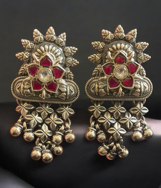 The Pritya Silver Antique Statement Earrings