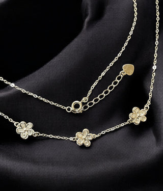 The Blooming Silver Flower Anklets