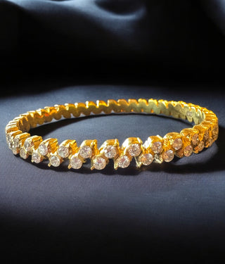 The Vriddhi Silver Traditional Close Setting Diamond Bangle -Single (Size 2.6)