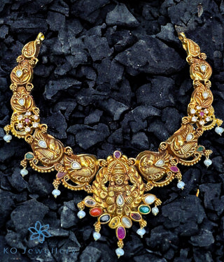 The Aradhya Silver Lakshmi Navratna Necklace
