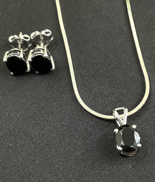 The Josie Silver Pendant Set (Black)