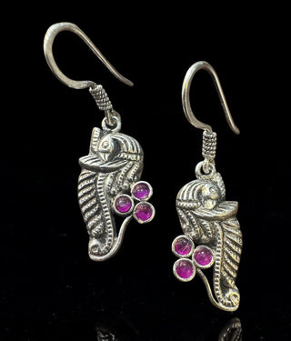 The Barhin Silver Peacock  Kemp Earrings (Oxidised)