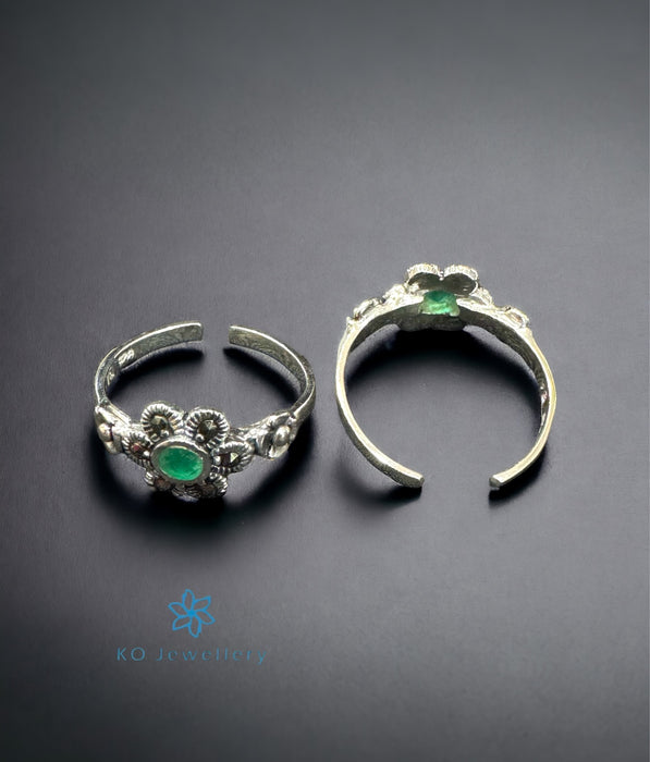 The Preet Silver Marcasite Toe-Rings (Green)