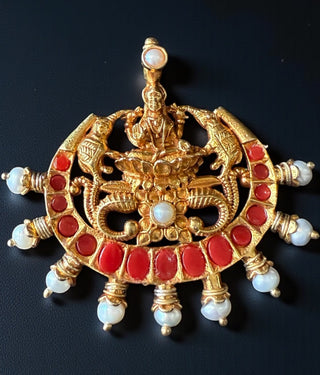 The Bhautika Lakshmi Silver Coral Pendant & Earrings