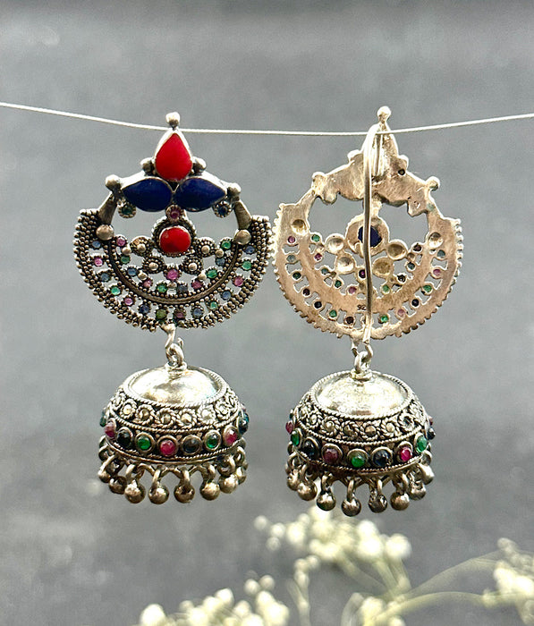 The Hook Silver Marcasite Jhumka