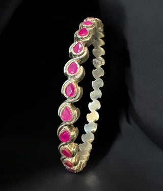The Piyali Silver Red Kemp Bangle- Single (Oxidised/Size/2.2/ 2.4/2.6/2.8)