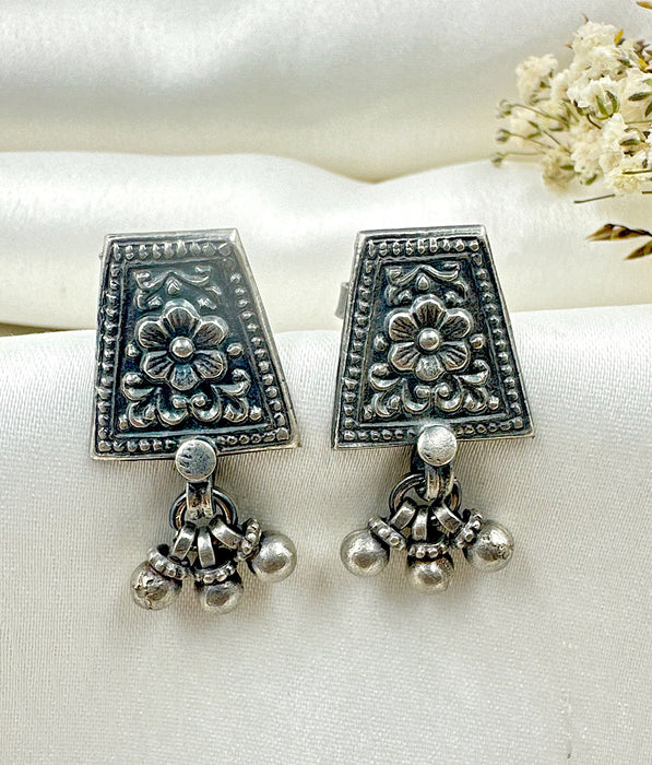 The Floral Antique Silver Earrings