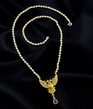 The Uvasri Silver Beads Gandaberunda Two-tone Necklace