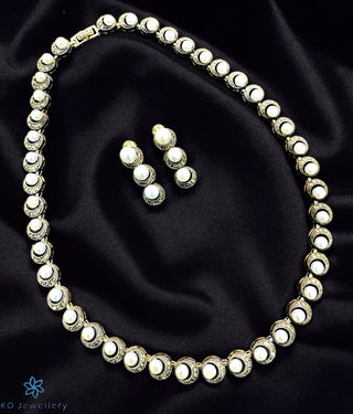 The Dylan Silver Marcasite Pearl Necklace & Earrings