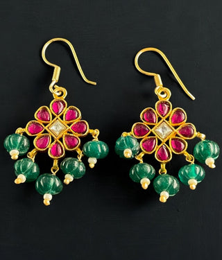 The Mahua Silver Kundan Earrings - Red