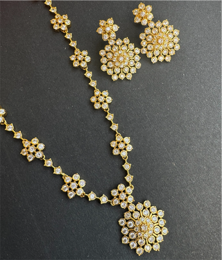 The Isharya Solitaire Diamond Silver Necklace & Earrings