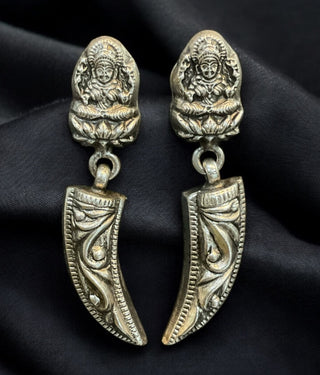 The Kadambini Silver Lakshmi Nakshi Earrings