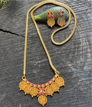 The Mudra Silver Lakshmi  Kasumala Necklace & Earrings