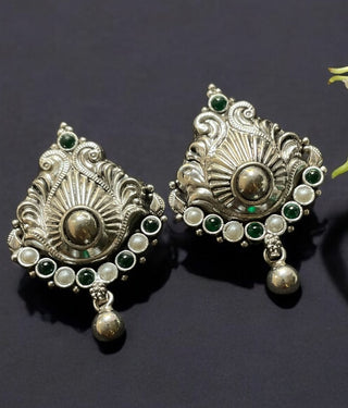 The Mithila Silver Nakshi Earstuds