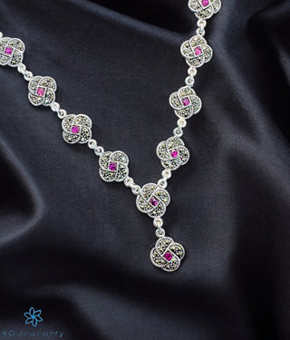 The Megha Silver Marcasite Necklace Set