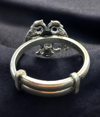 The Vishruth Silver Gandaberunda Adjustable Finger Ring