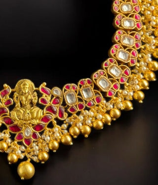 The Vandana Silver Lakshmi Nakshi Kundan Necklace