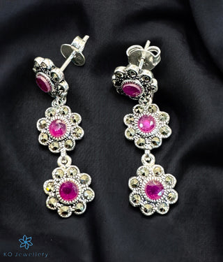 The Pink Blooms Silver Marcasite Necklace Set