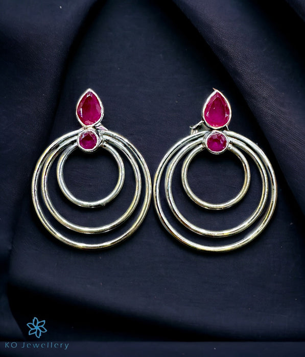 The Lipika Silver Gemstone Earrings (Red)