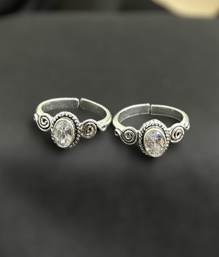 The Anya Silver Gemstone Toe-Rings (White)