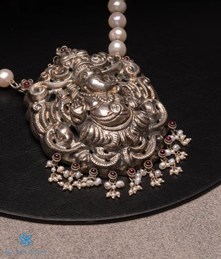 The Ganadevata Silver Ganesha Pearl Nakkasi Necklace