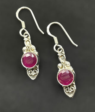 The Ravina Silver Gemstone Earrings (Red)