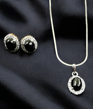 The Sophia Silver Pendant Set (Black)